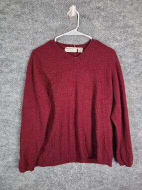 Stephanie Parks Sweater Womens 1X Red 100% Cashmere V Neck Pullover Holes Lint